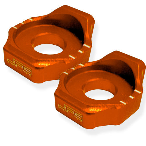 Orange CNC Sur-Ron Chain Tensioner Blocks