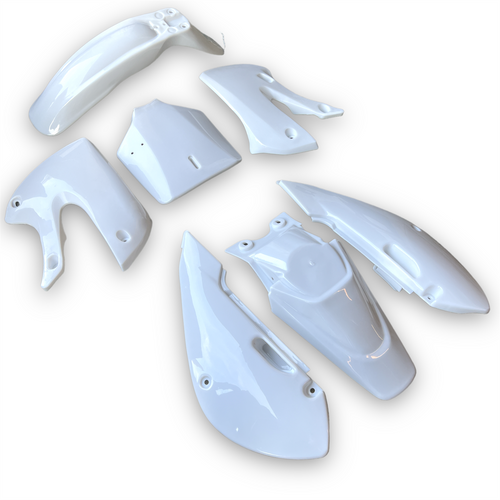 White KLX110 Style Pit Bike Plastics Set