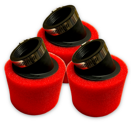 3x 40mm Angled Red Foam Pit Bike Air Filter Three Pack