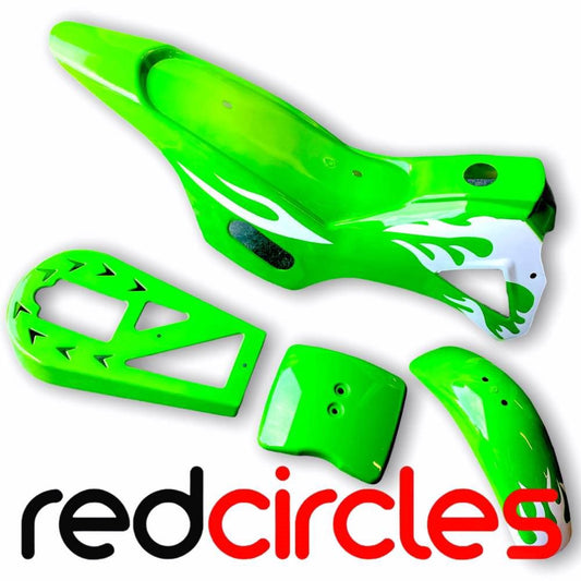Green Flame Super Dirt Bike Plastics Set