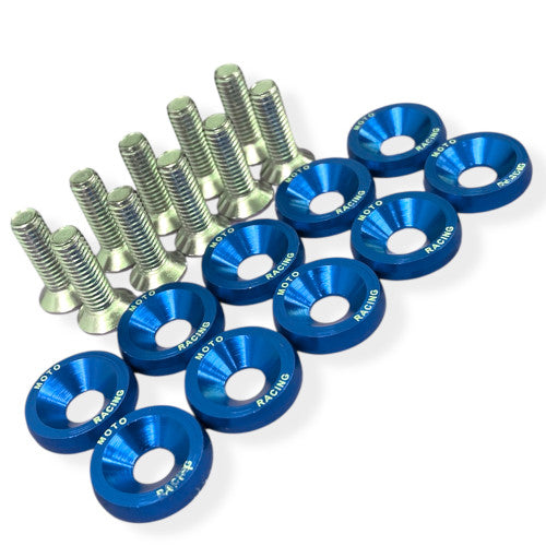 Blue 6mm Pit Bike Plastics Washers & Bolts Set