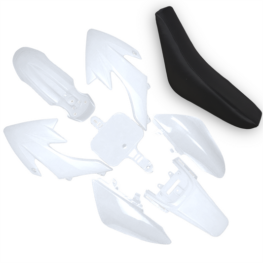 White CRF50 Pit Bke Plastics Set With Seat