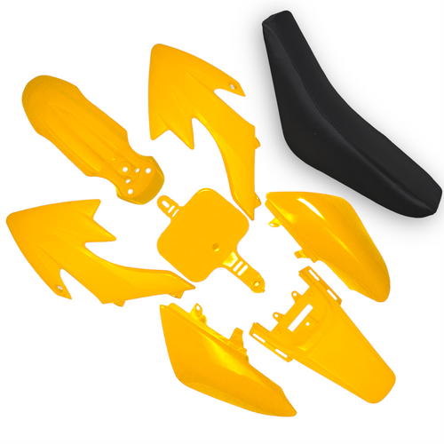 Yellow CRF50 Pit Bke Plastics Set With Seat