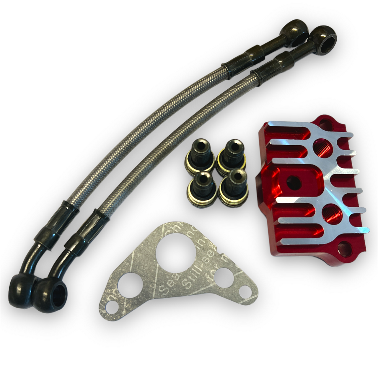 Red Pit Bike Oil Cooler Adapter Kit