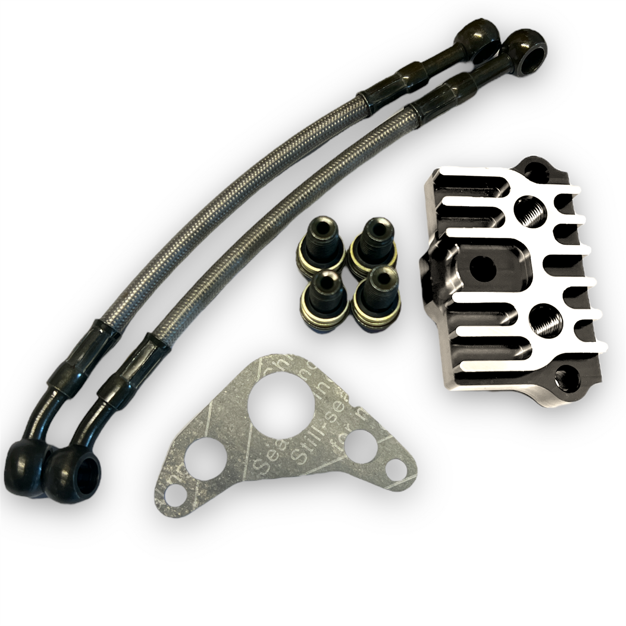 Black Pit Bike Oil Cooler Adapter Kit