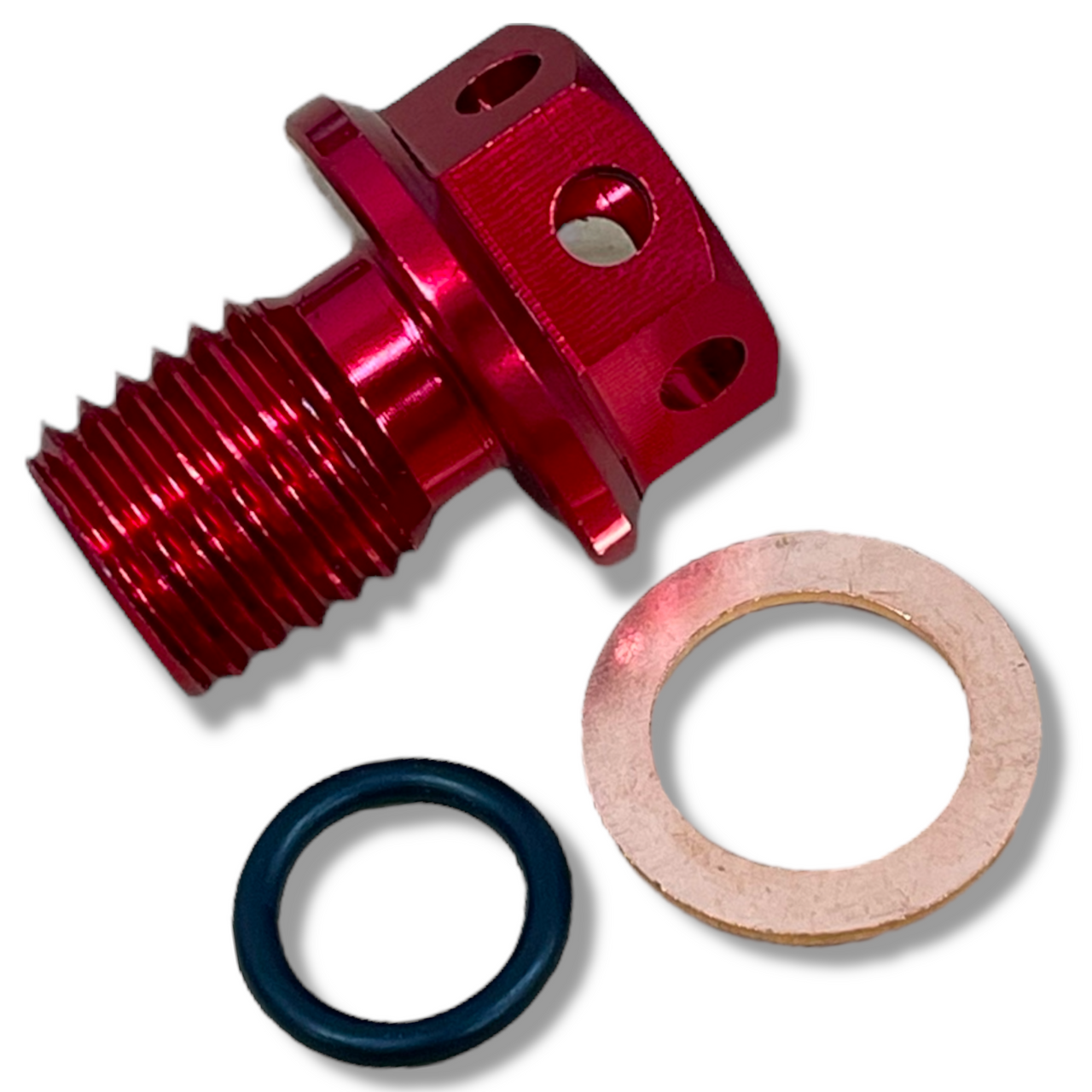 Drilled Red CNC Magnetic Supermoto Pit Bike Sump Plug