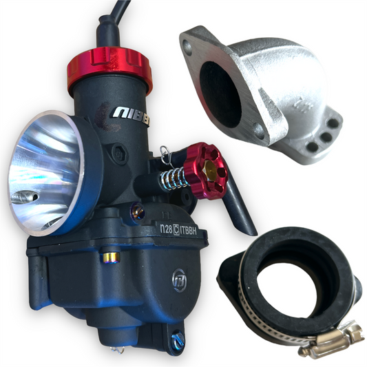 NIBBI 28mm Pit Bike Carburettor with Intake Adapter and Adjustable Manifold