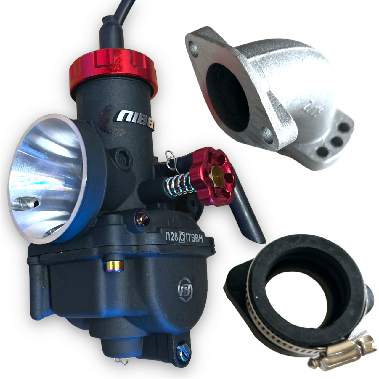 NIBBI 28mm Pit Bike Carburettor with Intake Adapter and Adjustable Manifold