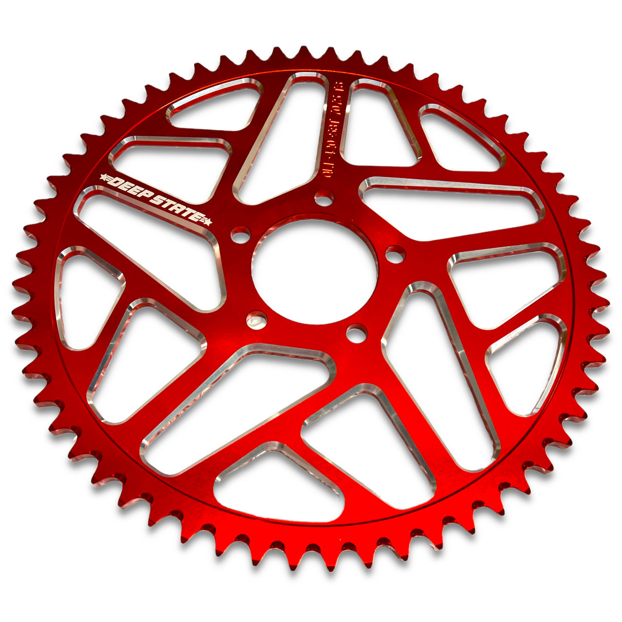 Red DEEP STATE CNC 58 Tooth Sur-Ron Rear Sprocket